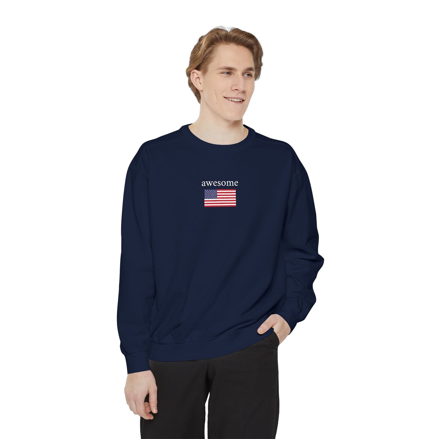 awesome x flag - crew neck sweater